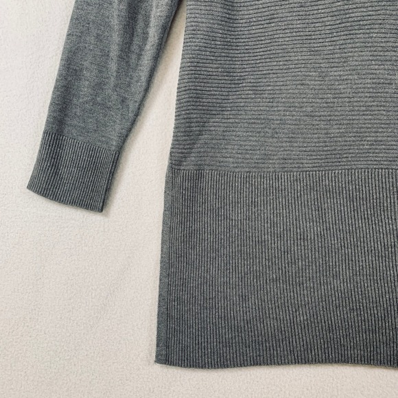 Adrienne Vittadini Women's Pullover Long Sleeve Ribbed Knit Sweater Tunic Gray L - Picture 6 of 12